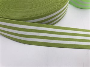 Blød elastik til undertøj -  4 cm i  stribet,  limegrøn / hvid